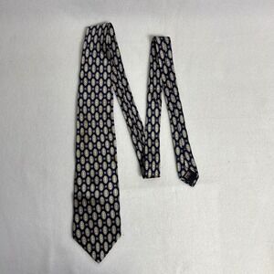 Classic Professional Ashford & Brooks‎ Mens OS Navy Gold Silk Medallion Necktie